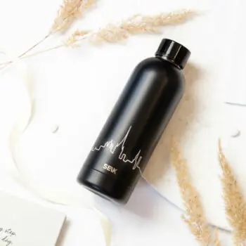 SEIK joogipudel / termospudel - Tallinna siluett merelt - must 500 ml terasest