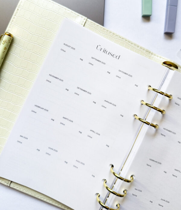 Premium nahast kaantega Tegude Kalender märkmik 25/26 valge - Image 10