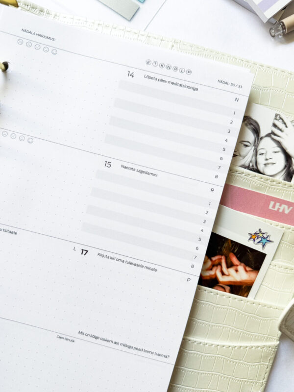 Premium nahast kaantega Tegude Kalender märkmik 25/26 valge - Image 6