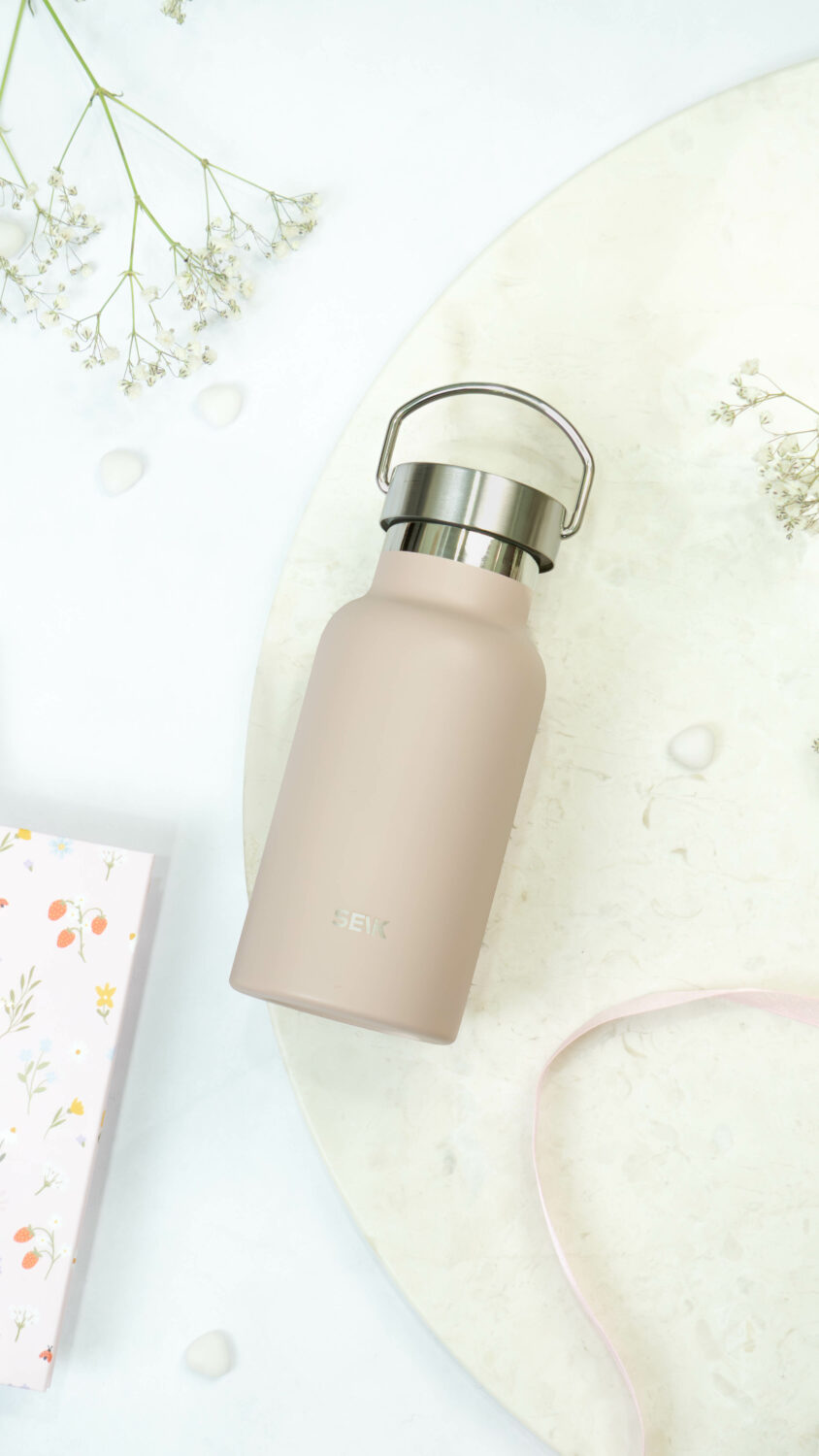 SEIK joogipudel / termospudel - pastelselt roosa 350 ml terasest