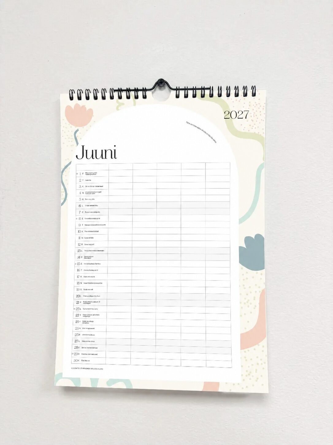 Tegude Kalender seinakalender 2027 - Töö & kodu (A3)