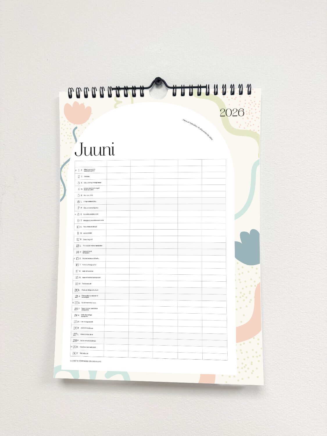 Tegude Kalender seinakalender 2026 - Töö & kodu (A3)